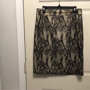 Calvin Klein Fully Lined Lace Overlay Skirt with back slit